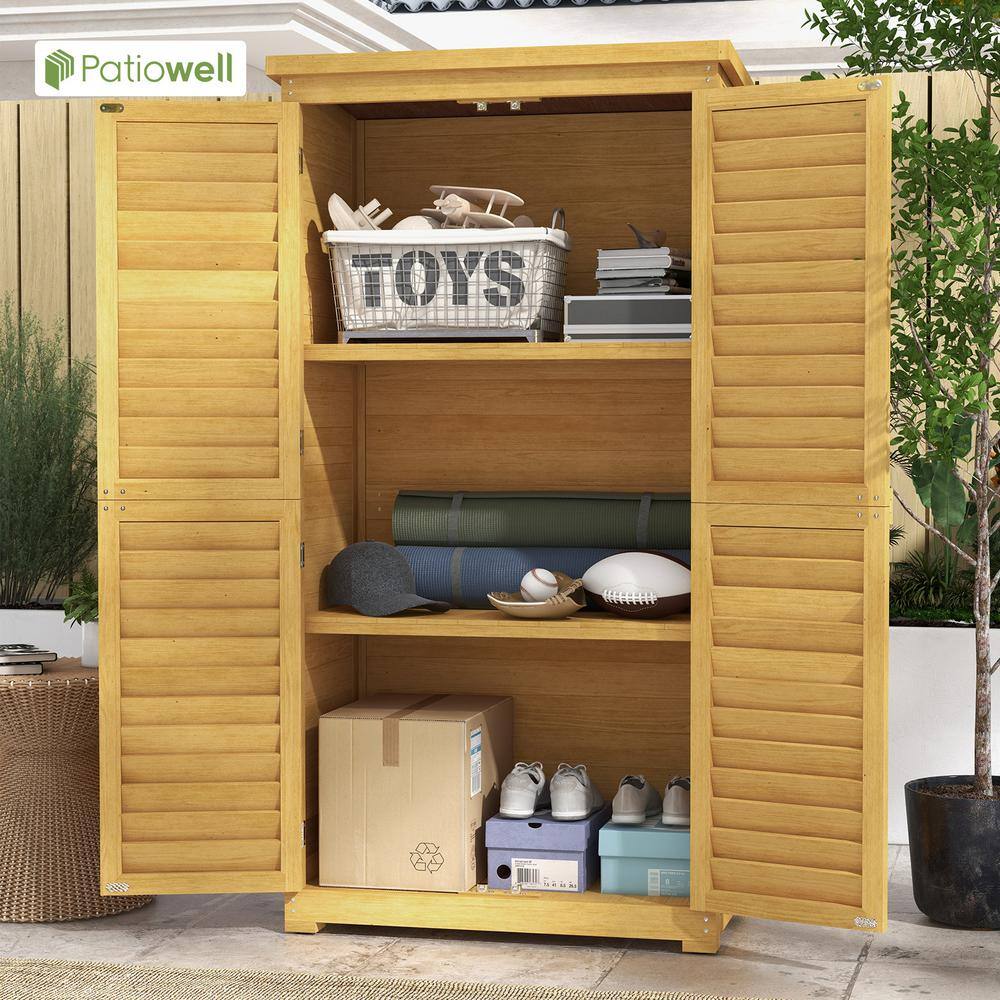 None 2.8 ft. W x 1.5 ft. D Wood Golden Brown Storage Cabinet, Garden Storage Shed (3.6 sq. ft.)