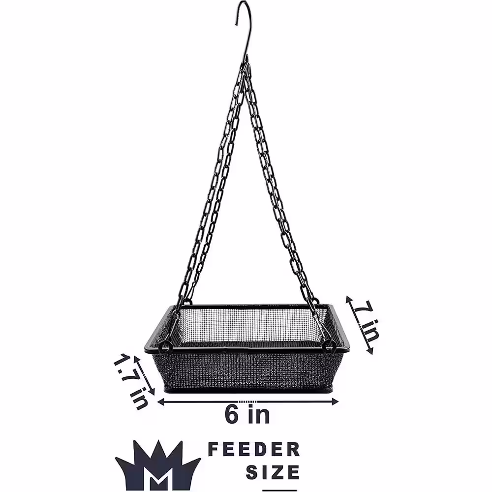 Monarch Abode Black Hanging Bird Feeder Mesh Seed Tray
