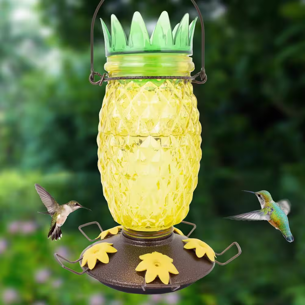 Perky-Pet Pineapple Top-Fill Decorative Glass Hummingbird Feeder - 28 oz. Capacity