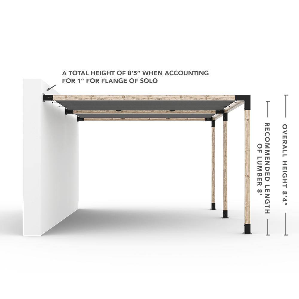 TOJA GRID 12 ft. L x 18 ft. W Double Wall Mount Pergola Kit with 2 Crimson Shade Sails, 4x4 Wood