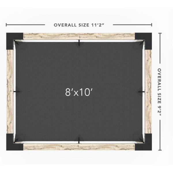 TOJA GRID 8 ft. L x 10 ft. W Wall Mount Pergola Kit with Denim Shade Sail, 6x6 Wood