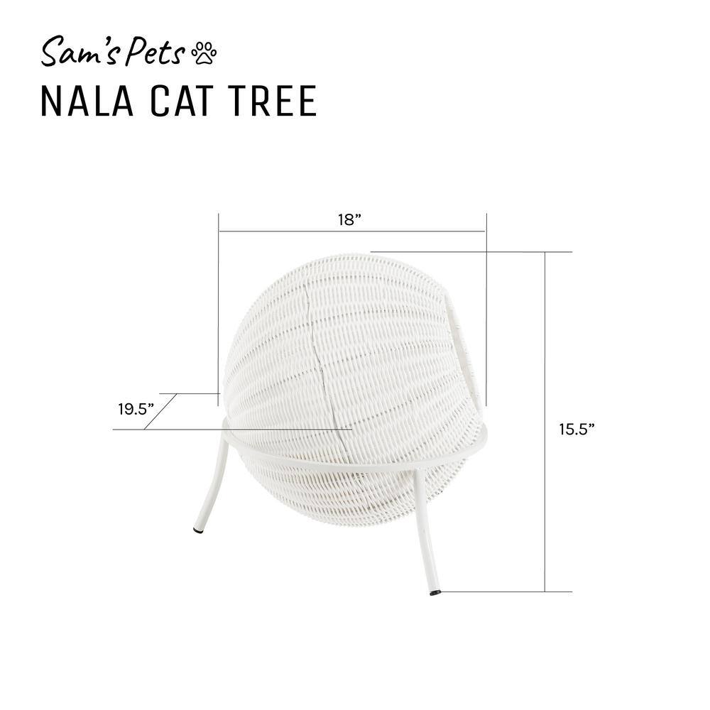 None Nala Wicker Cat Bed Medium in White