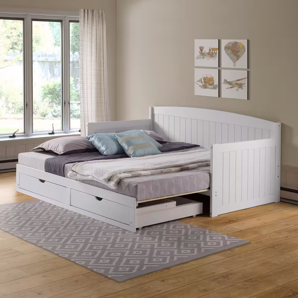 Alaterre Furniture Harmony 1-Piece White Twin Daybed with King Conversion