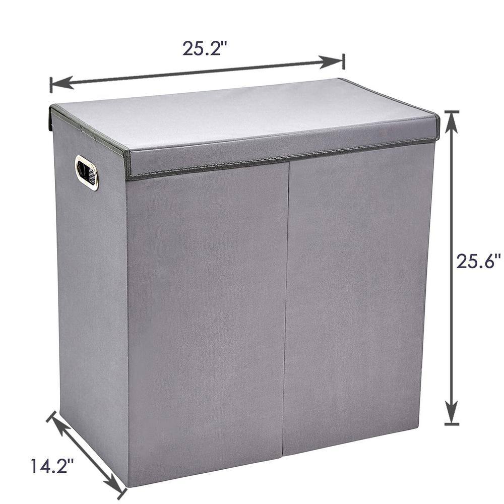 None 150L Fabric Laundry Basket Hamper with Removable Liner Bags Dark Gray