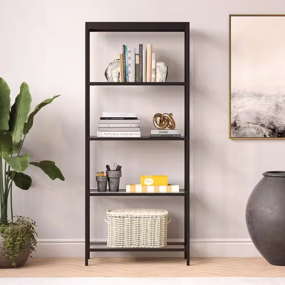 Meyer&Cross Alexis 70 in. Blackened Bronze 4-Shelf Standard Bookcase
