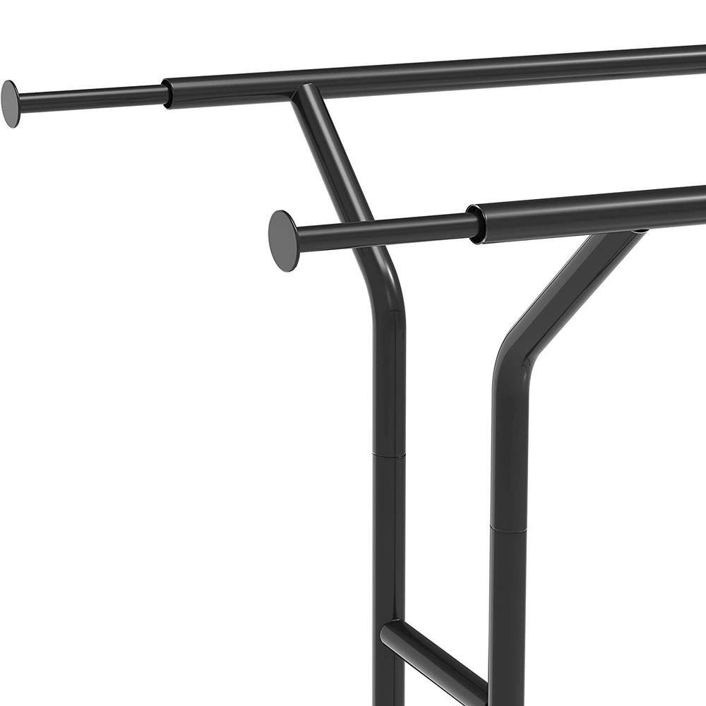 None Black Metal Garment Clothes Rack Double Rods 42.75 in. W x 61.3 in. H