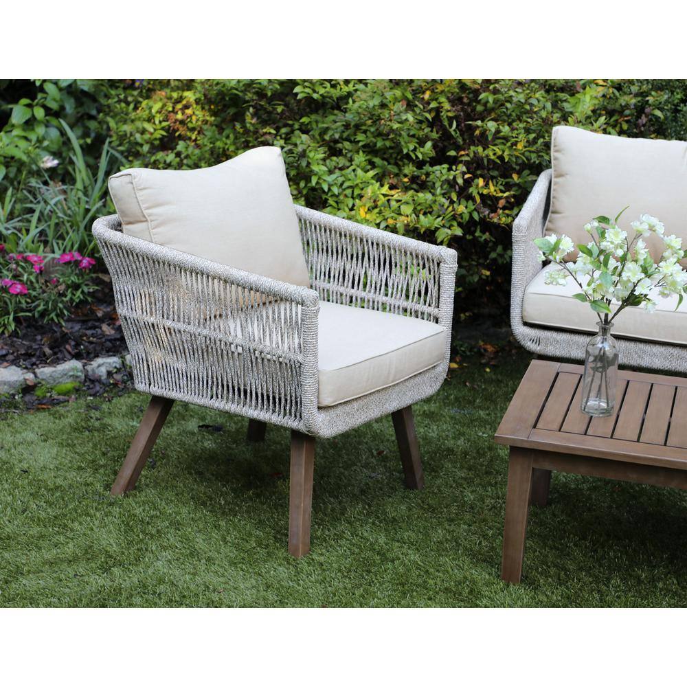 Canopy Palm 4-Piece Resin Wicker Patio Deep Seating Set with Sunbrella Cast Pumice Cushions