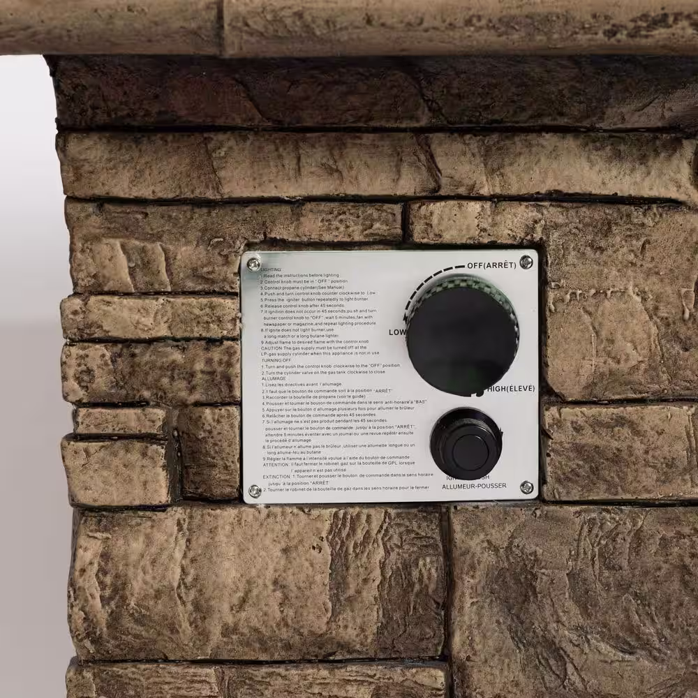 None Brown Stone Fire Pit Table