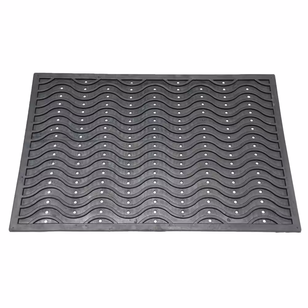 Rubber-Cal Dura-Scraper Wave 24 in. x 36 in. Black Rubber Door Mat