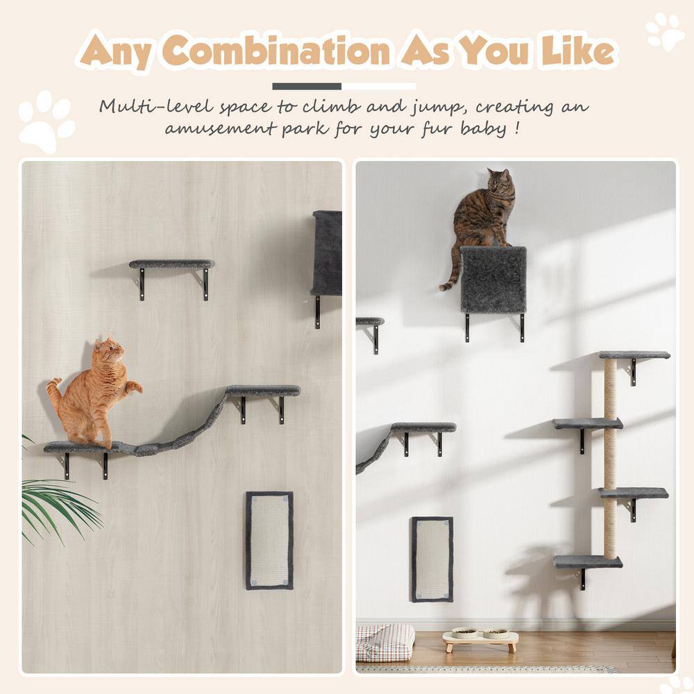 COZIWOW 5-Piece Wall Mounted Cat Tree Shelves