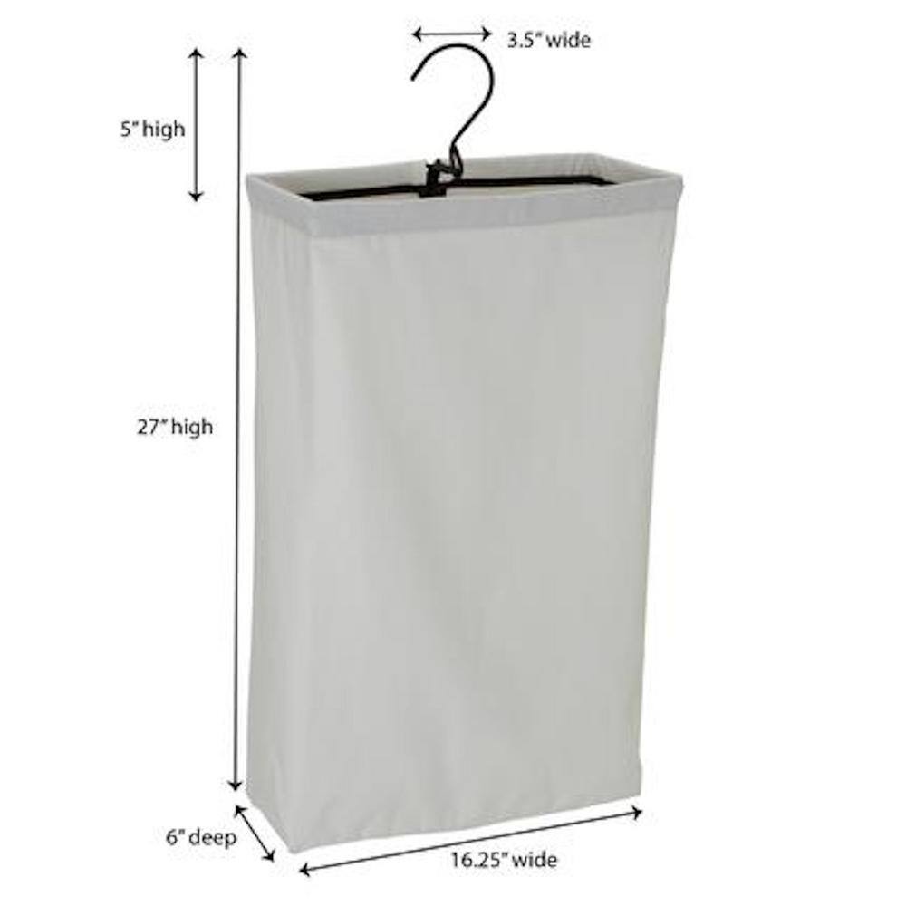 HOUSEHOLD ESSENTIALS White Hanging Laundry Bag with Black Trim