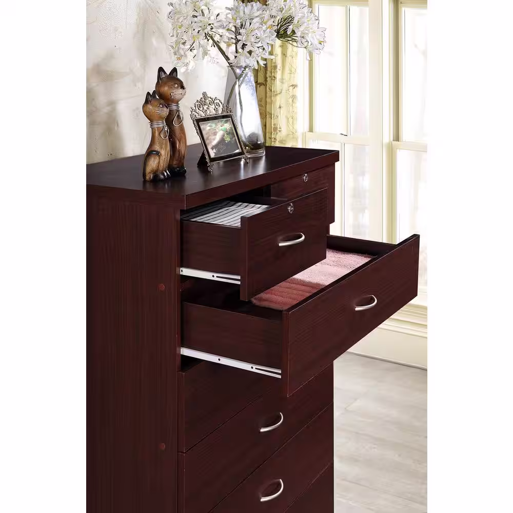 HODEDAH 7-Drawer 48 in. H x 31.5 in. W x 18 in. D Chest of Drawer in Mahogany
