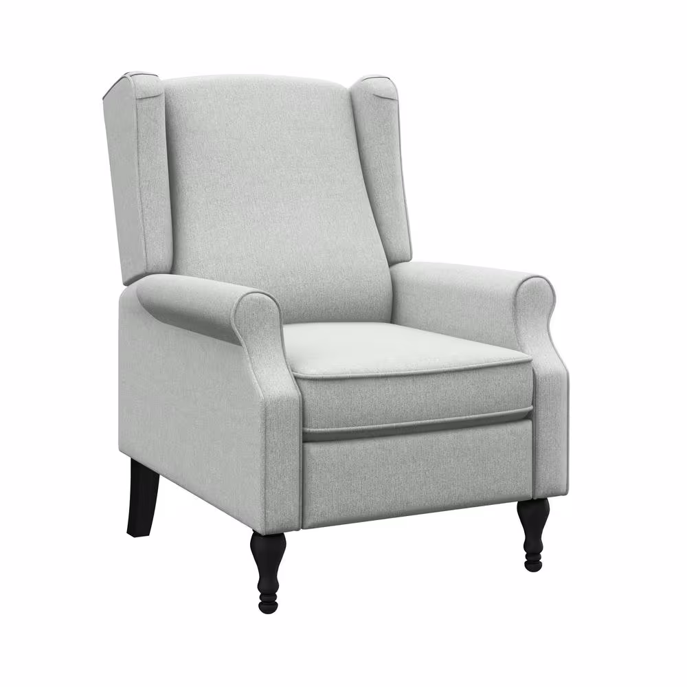 StyleWell Reedbury Stone Gray Upholstered Wingback Pushback Recliner