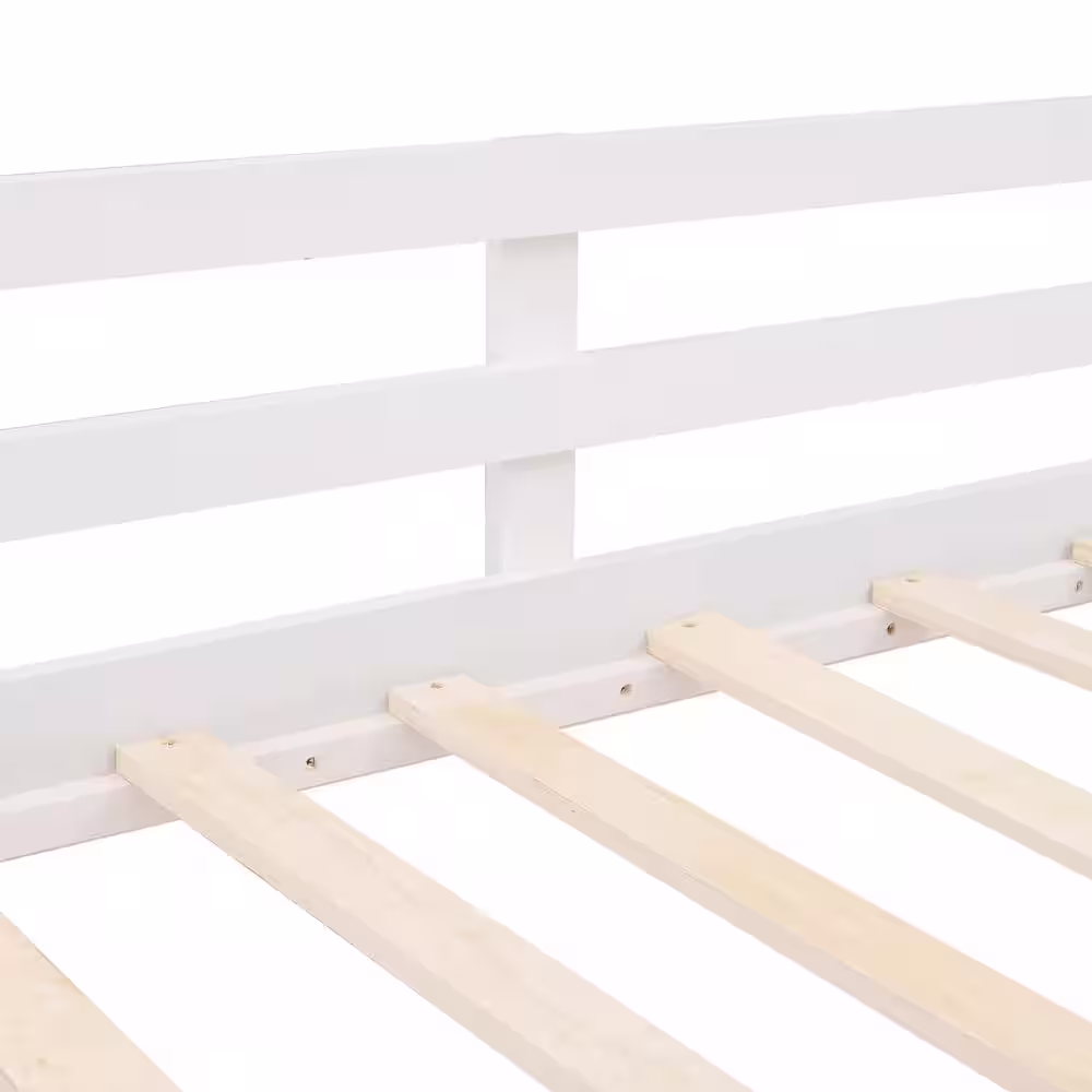 Harper & Bright Designs White Twin Over Twin Wood Bunk Bed with Slide and Ladder