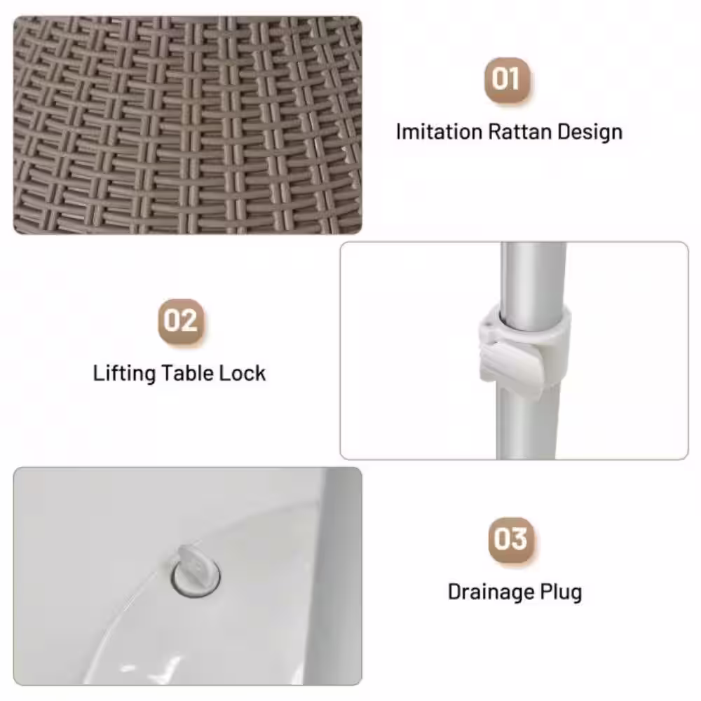 Alpulon 3-in-1 8 Gal. Patio Ice Cooler Bucket Cool Bar Side Table with Adjust Ice Bucket