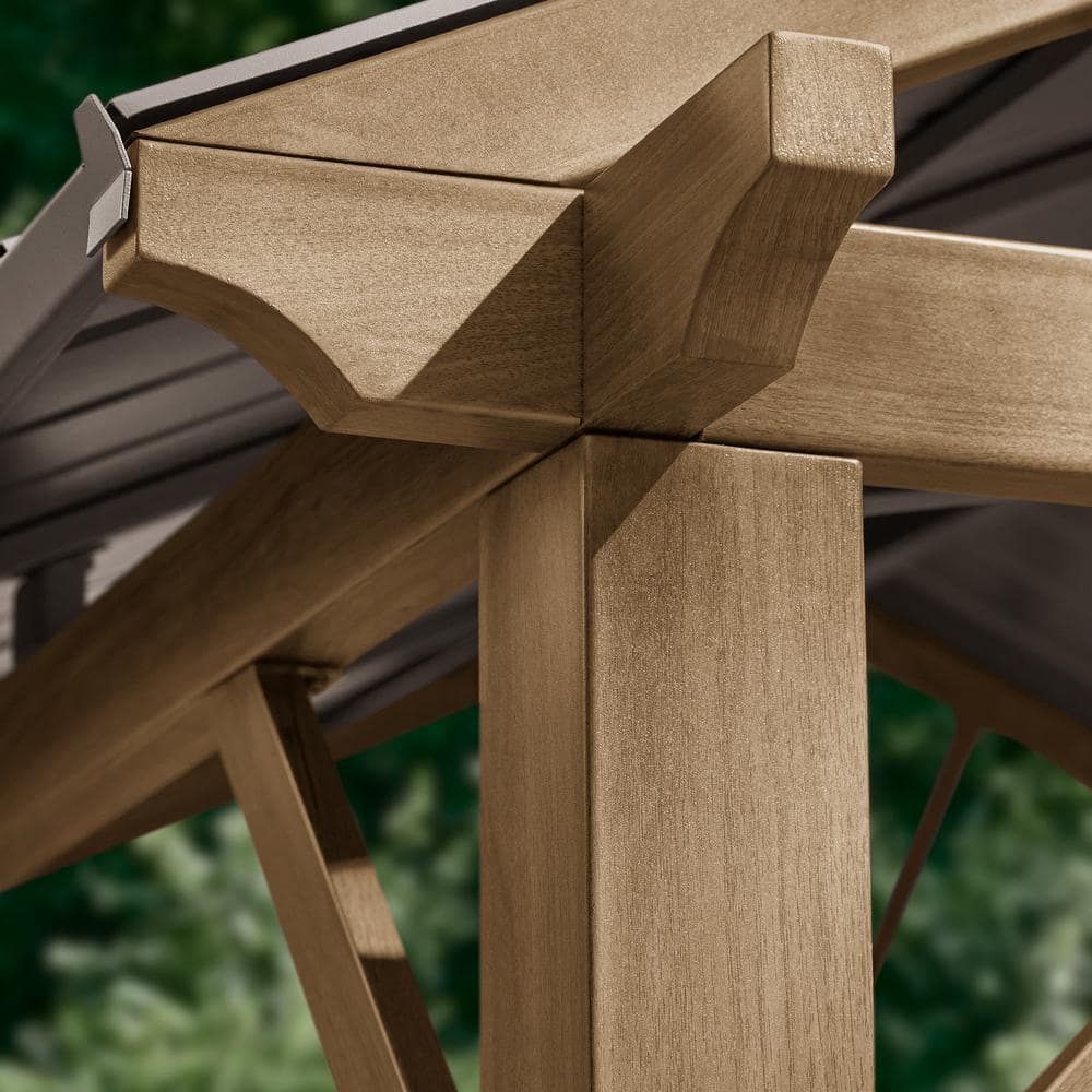 Hampton Bay Providence Place 11 ft. W x 10 ft. D Brown Hard Top Gazebo