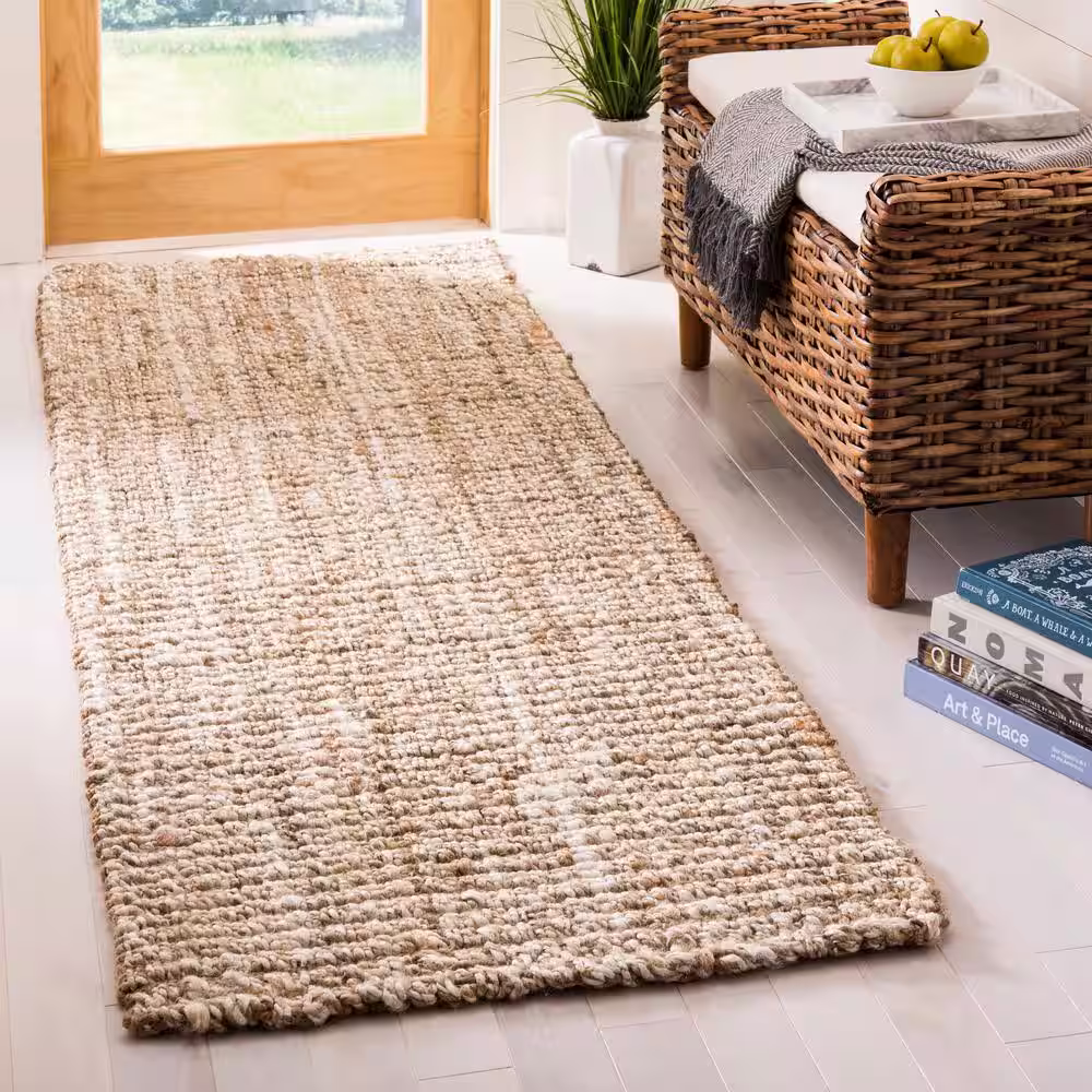 SAFAVIEH Natural Fiber Beige 3 ft. x 8 ft. Solid Runner Rug