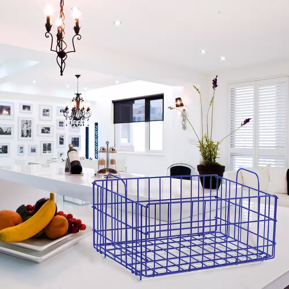 Amucolo 8.87 in. H x 16.42 in. W Blue Wire Basket