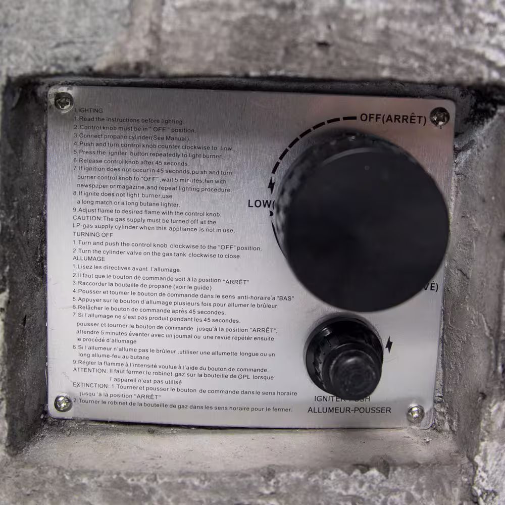 BLUEGRASS LIVING 28 in. Ashwick MGO Propane Fire Pit Table with Glass Beads, Lava Rocks and Cover