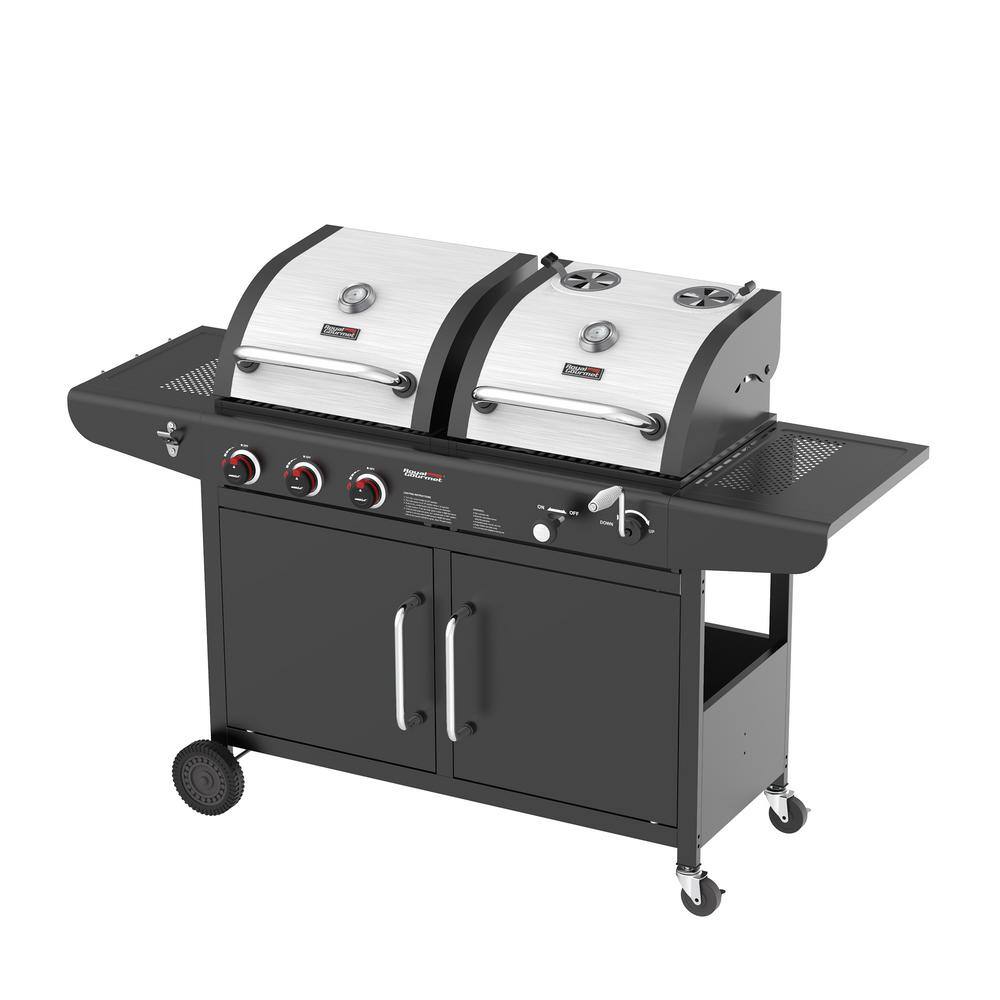 Royal Gourmet 3-Burner Propane Gas and Charcoal Combo Grill in Black