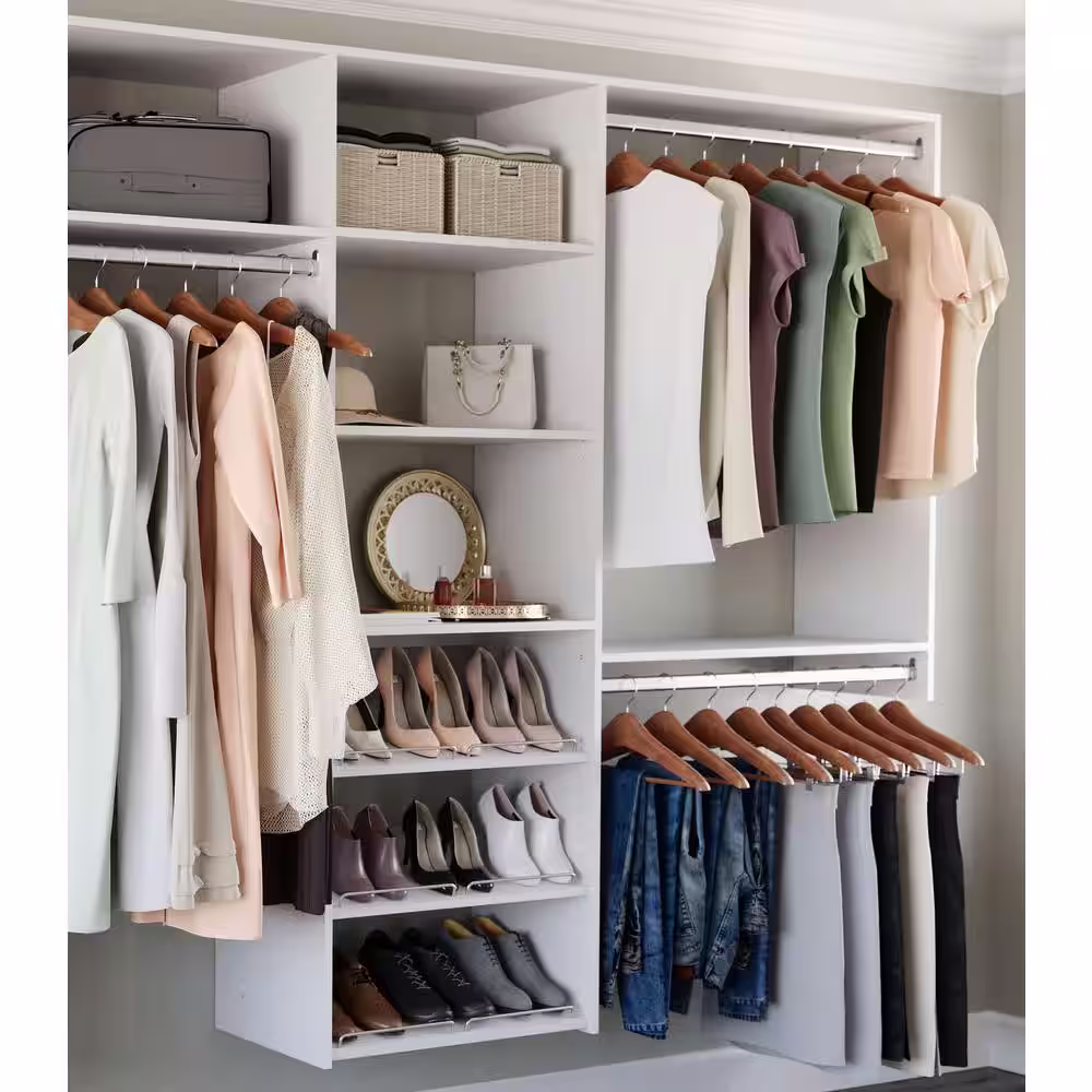 Closet Evolution 120 in. W - 144 in. W White Wood Classic Closet System