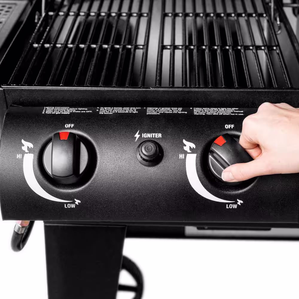 Char-Griller Dual Threat 2-Burner Gas and Charcoal Grill in Black