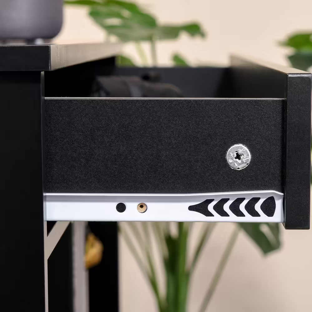 HOMCOM Modern 39.25 in. Black Rectangle Wood Console Table with Shelves