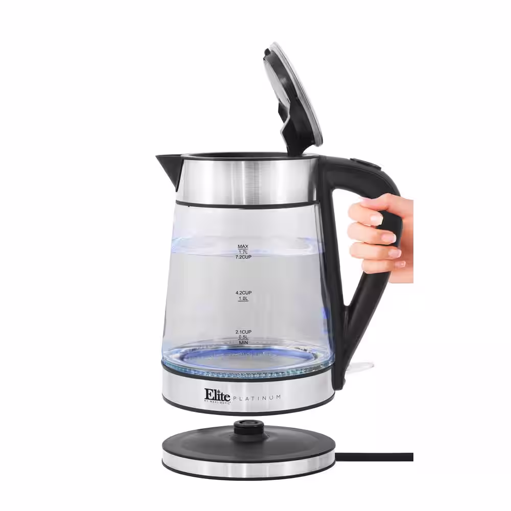 Elite Platinum Platinum 1.7 l Stainless Steel Cordless Glass Electric Kettle