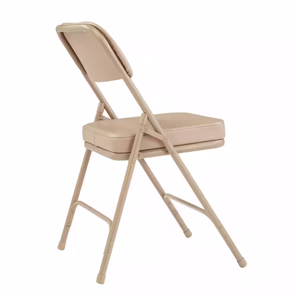 National Public Seating 3200 Series Premium 2 in. Vinyl Upholstered Double Hinge Folding Chair, Beige (Pack of 2)