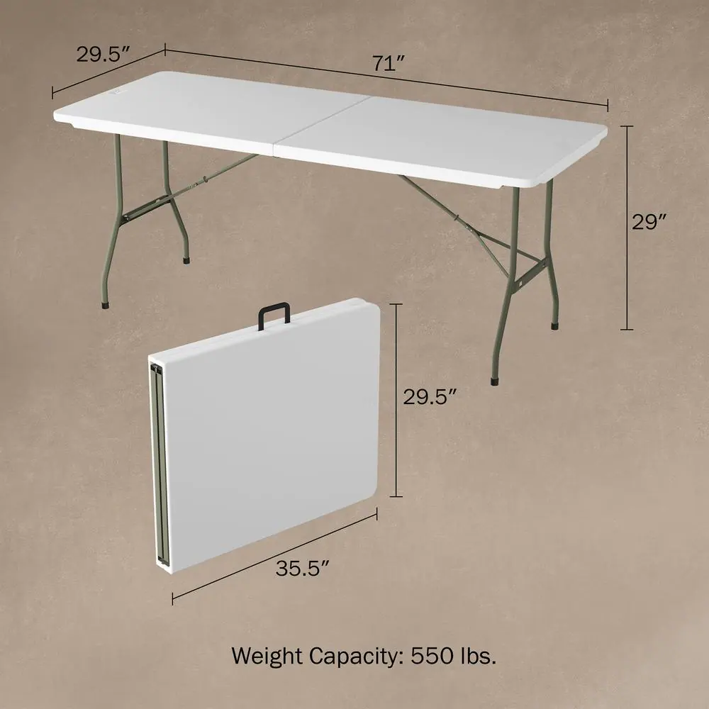 None 6ft Plastic Portable/Collapsible Folding Table