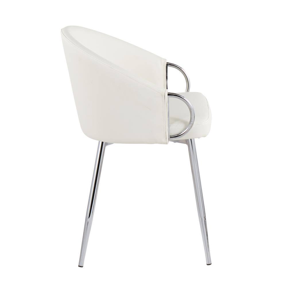 Lumisource Claire White Faux Leather and Silver Metal Dining Chair