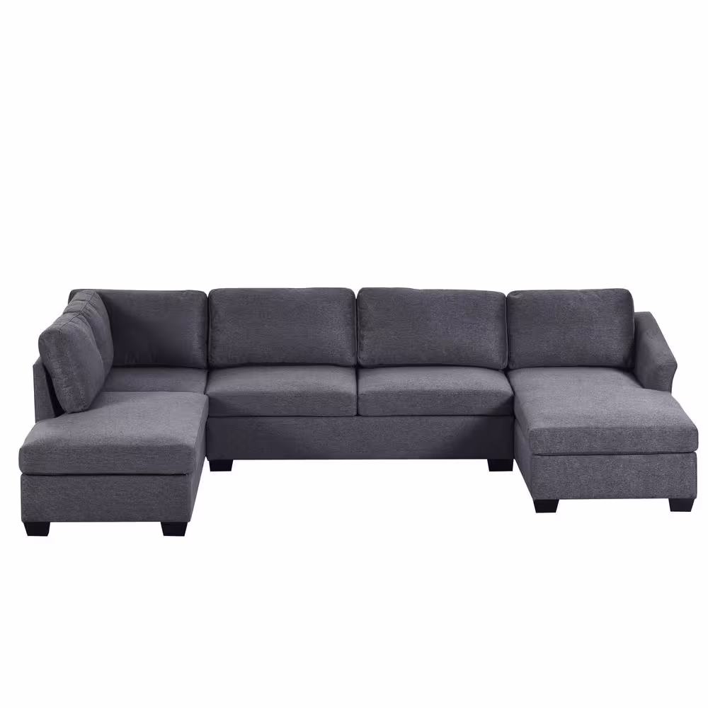 Harper & Bright Designs 116.9 in. W Flared Arm Polyester Modern Large U Shaped Sectional Sofa in Gray