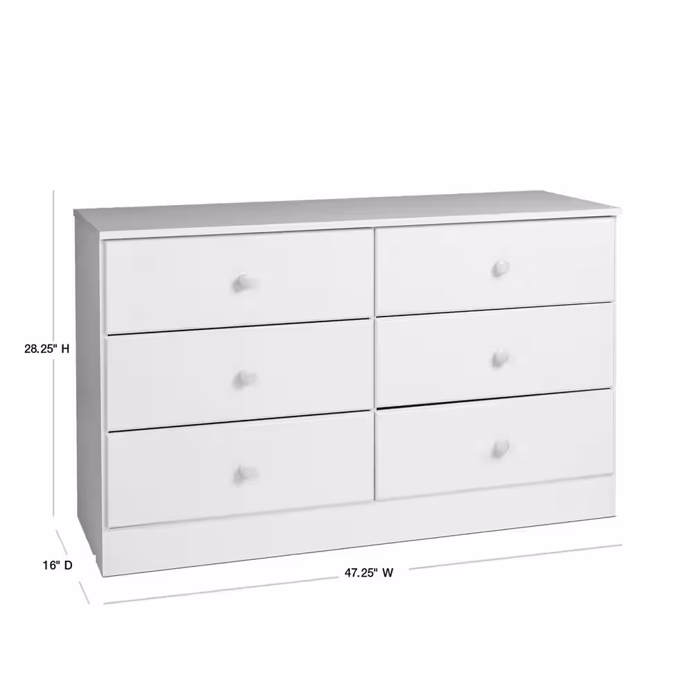 Prepac Astrid 6-Drawer White Dresser