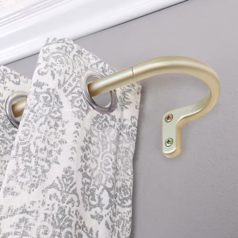 Decopolitan Room Darkening Wrap Around 48 in. - 86 in. Adjustable Curtain Rod 5/8 in. in Light Gold with Finial