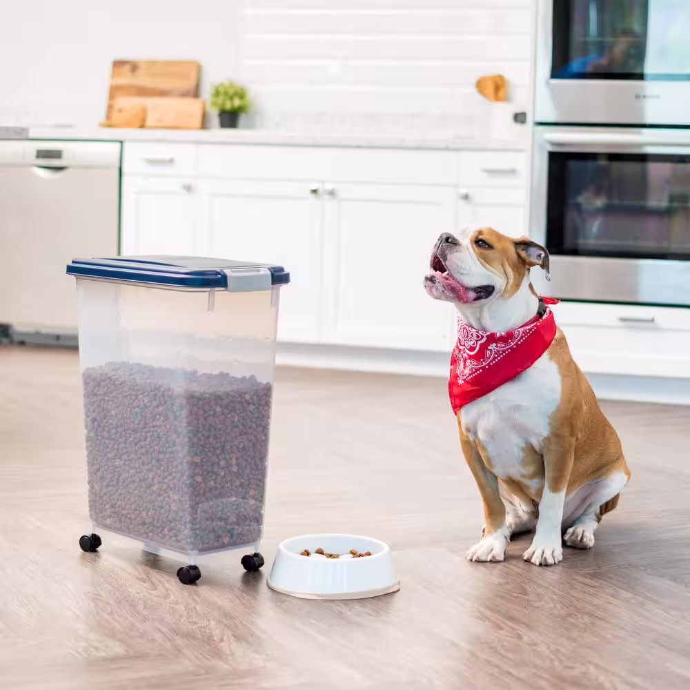 IRIS 47 Qt. Airtight Pet Food Storage Bin in Navy