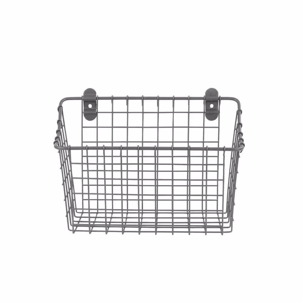 Spectrum 7.5 in. H x 10.25 in. W Gray Steel 1-Drawer Wide Mesh Wire Basket