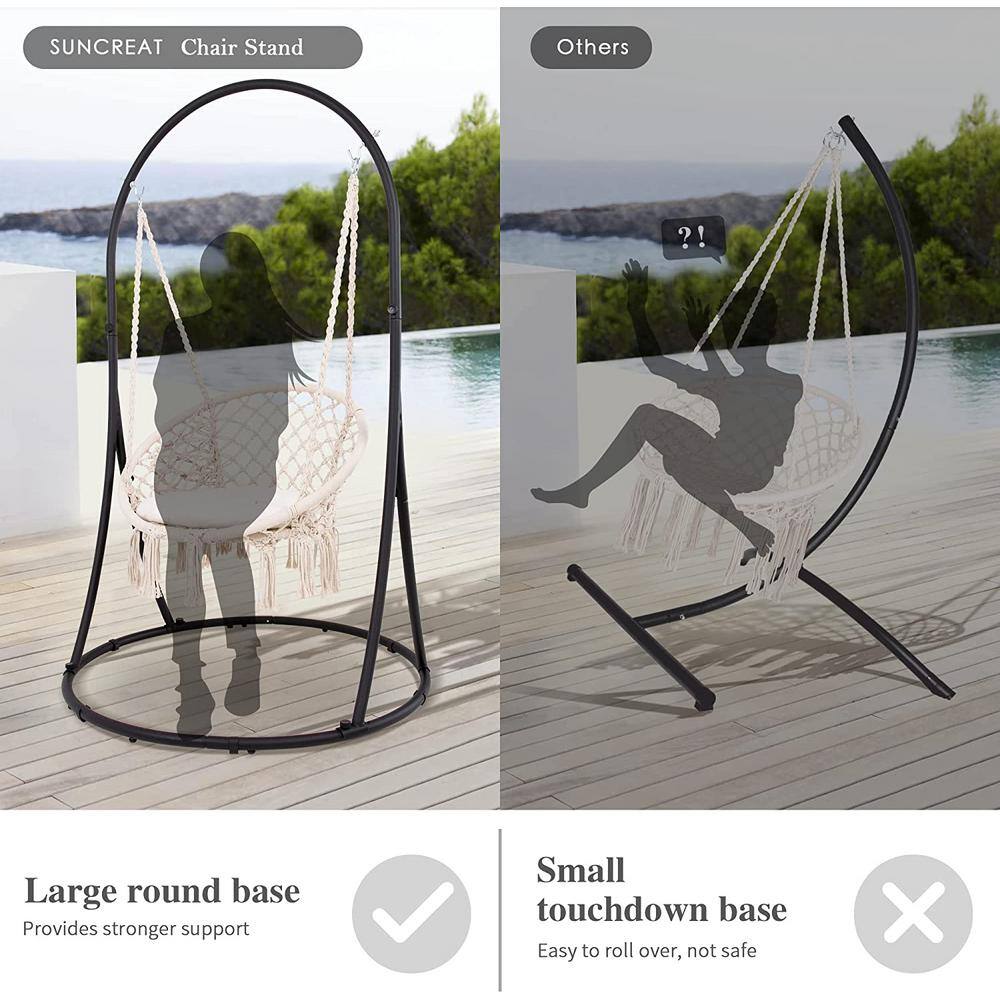 None 6.1 ft. Hammock Chair with Stand Included, Heavy-Duty Hanging Chair w/Stand, 330 lbs. Capacity, Patent Pending, in Beige