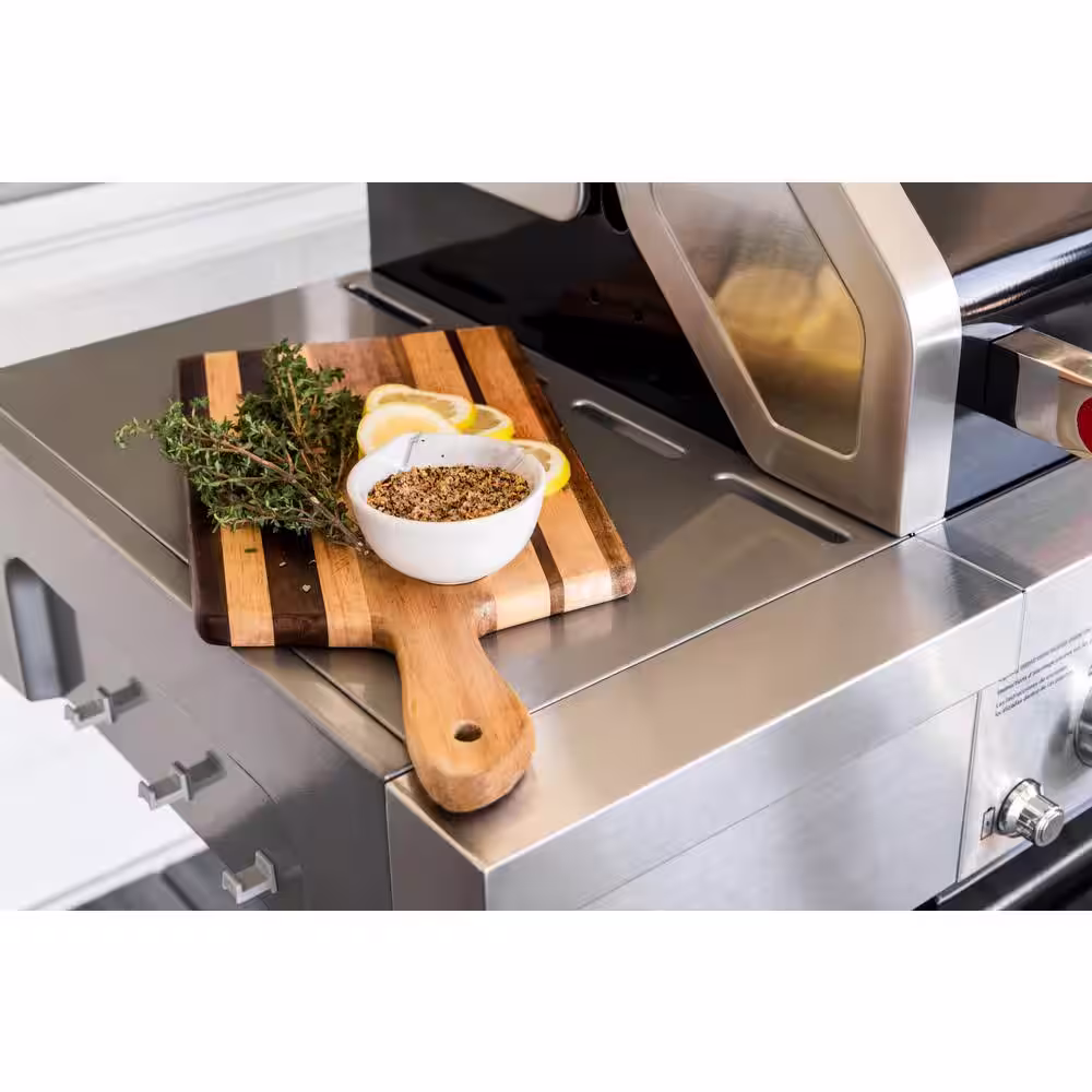 KitchenAid 3-Burner Propane Gas Grill with Searing Side Burner and Silver PDC Side Shelves in Black