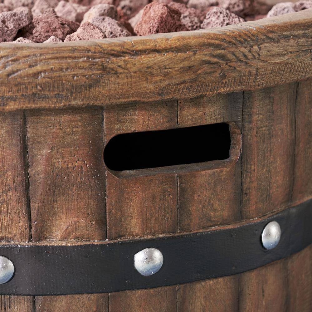 Noble House Quincy 25 in. x 24 in. Circular MGO Propane Fire Pit in Dark Brown