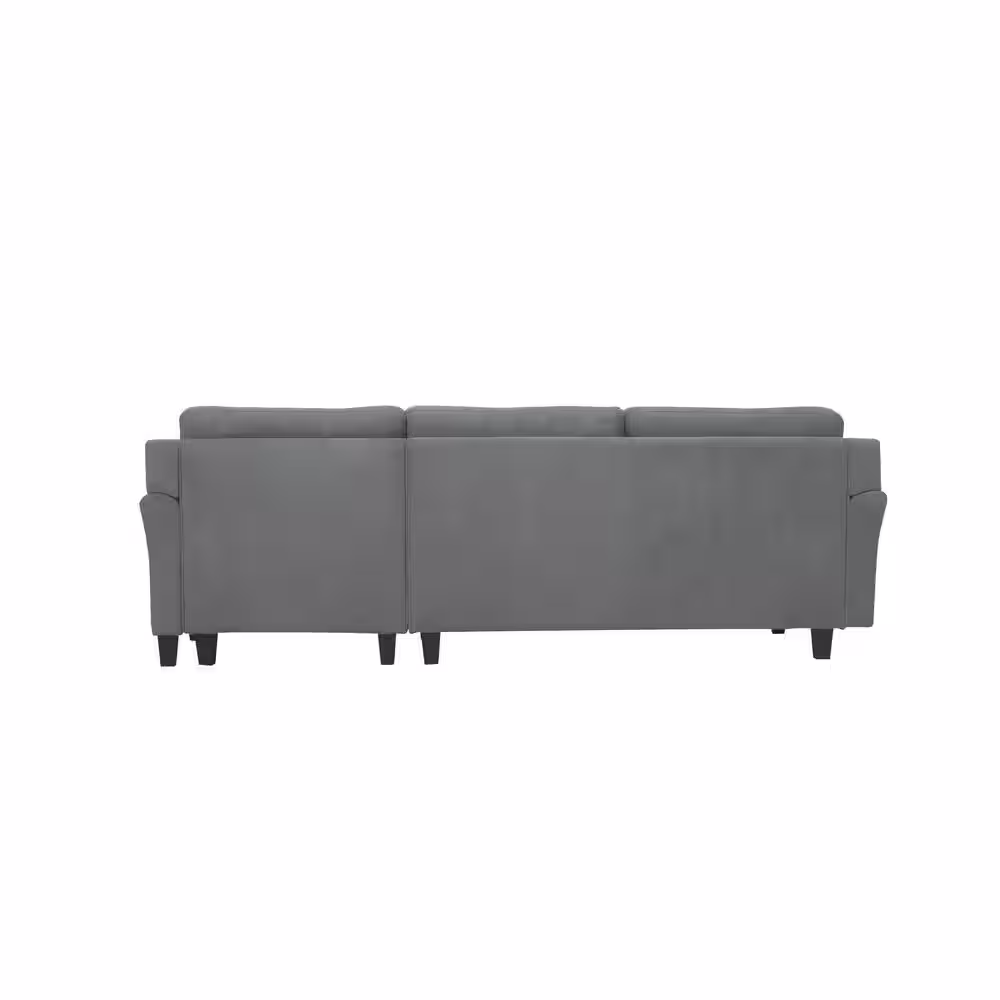 Lifestyle Solutions Harvard Dark Gray Microfiber 3-Seater L-Shaped Right-Facing Sectional Sofa with Curved Arms