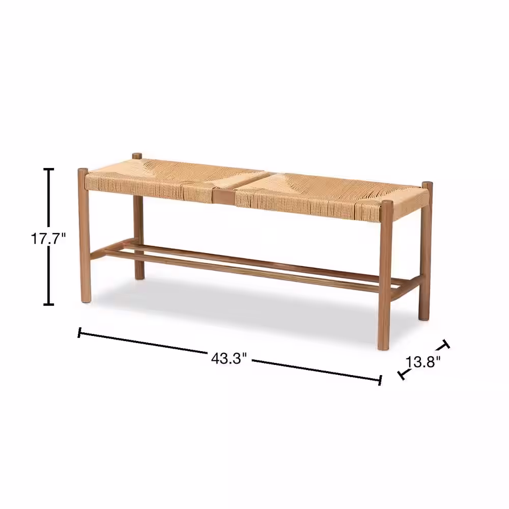 Baxton Studio Saura Brown Bench (17.7 in. H x 43.3 in. W x 13.8 in. D)