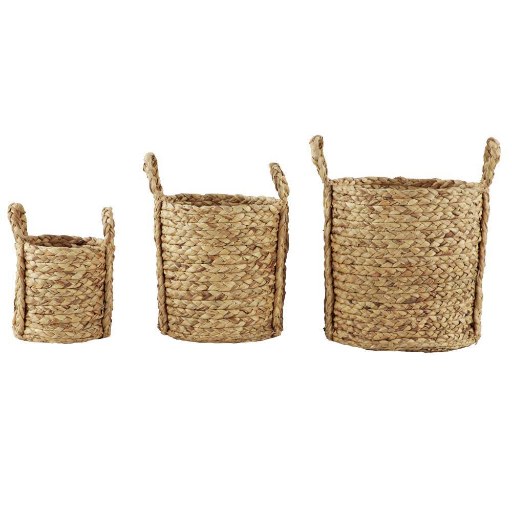 Litton Lane Seagrass Handmade Woven Storage Basket with Handles (Set of 3)