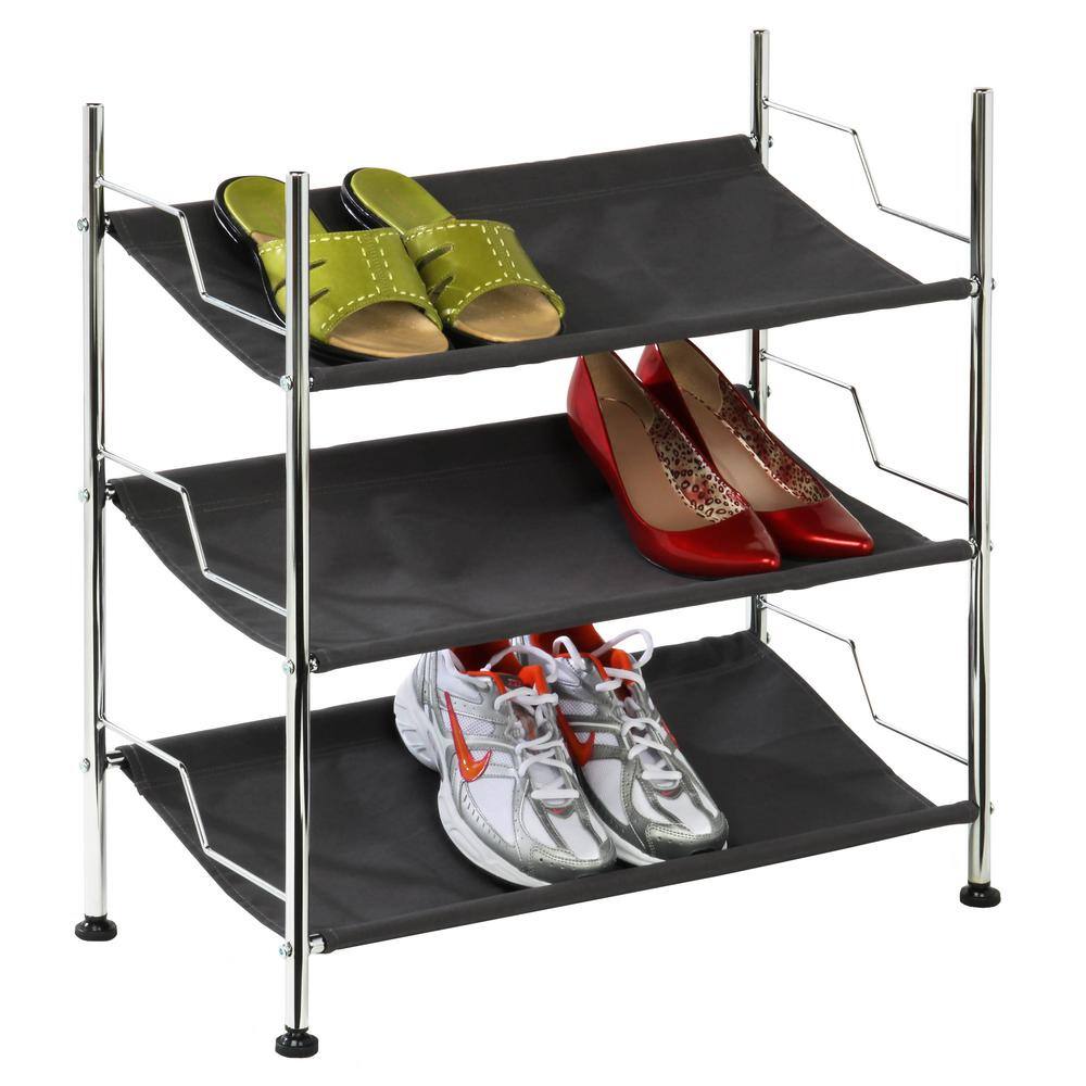 Honey-Can-Do 24.33 H 9-Pair Black Steel Shoe Rack