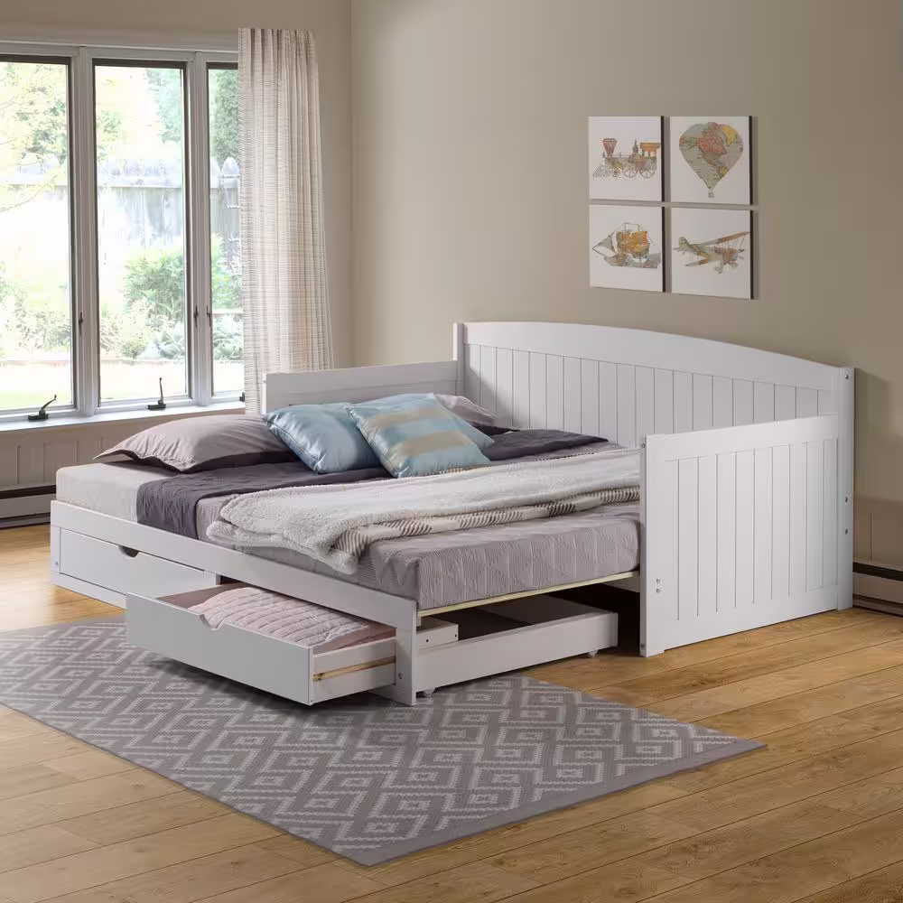 Alaterre Furniture Harmony 1-Piece White Twin Daybed with King Conversion