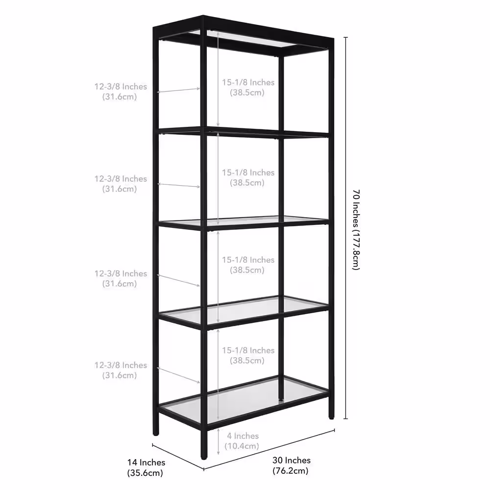 Meyer&Cross Alexis 70 in. Blackened Bronze 4-Shelf Standard Bookcase