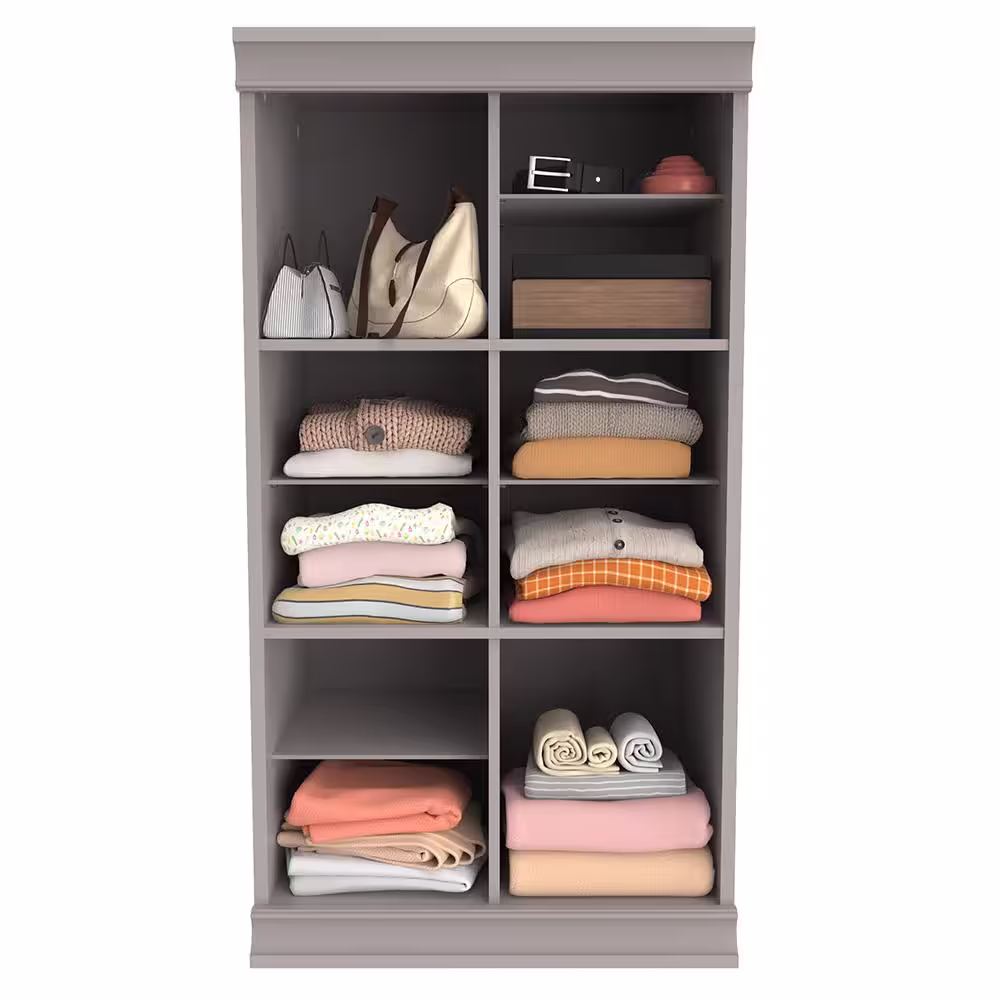 ClosetMaid 21.39 in. W Smoky Taupe Modular Storage Stackable 12-Shelf Unit with Dividers
