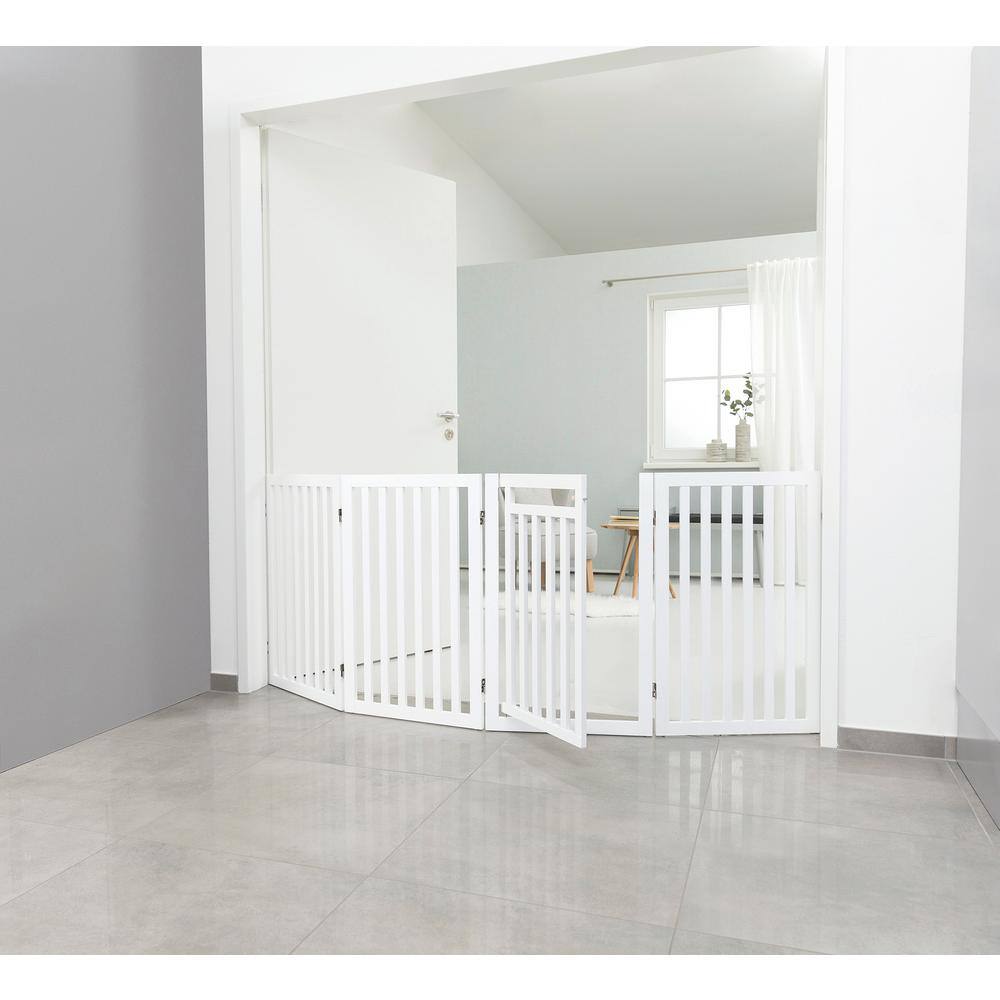 TRIXIE White Pet Gate Wooden 4-Panel Configurable Pet Gate