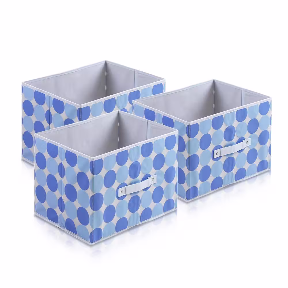 Furinno 10.5 in. H x 15 in. W x 10.75 in. D Blue Fabric Cube Storage Bin 3-Pack