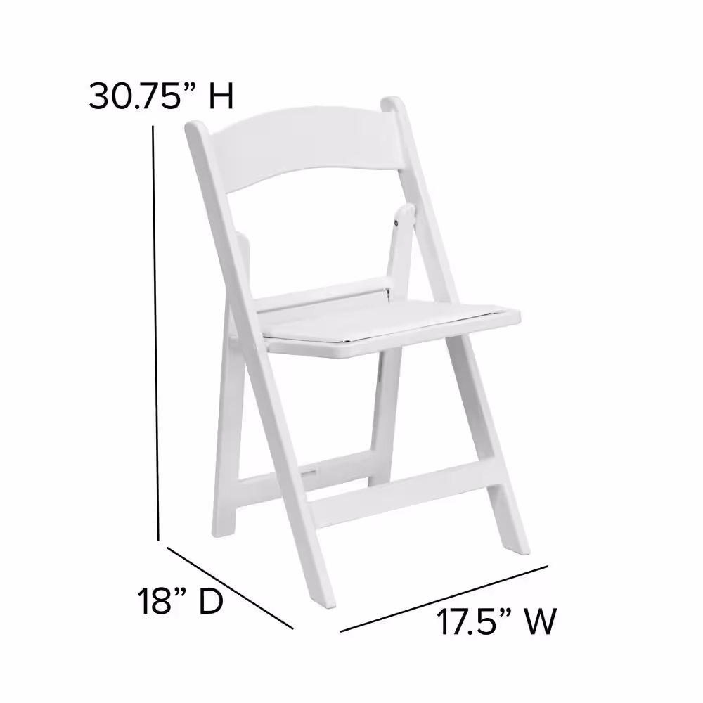 Carnegy Avenue White Vinyl Seat with Resin Frame Folding Chair (Set of 2)