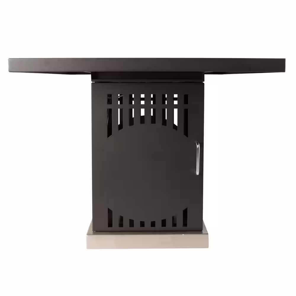 Pleasant Hearth Halifax 30 in. x 27 in. Square Steel Propane Gas Fire Pit Table in Black with Glass Fire Rocks